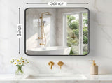 Anti-Fog Bathroom Wall Mirror 36" x 36" Shatterproof Mirror with Rectangular Metal Frame, Black 40953803