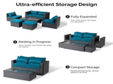 2pcs armless sofa 2pcs footstool 1pcs double sofa 1pcs coffee table with storage black rattan 86733978