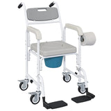 Gray Shower Commode Wheelchair, Seniors Bedside Commode Chai 84628488
