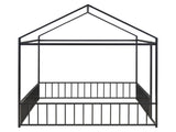 Full Size Metal Bed House Bed Frame with Fence, for Kids, Teens, Girls, Boys,Black MF304787AAB