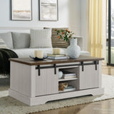 41.3 Inch Coffee Table Storage and Sliding Wood Door, Farmhouse and Industrial Cocktail Table W1781P268238