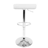 Ale Contemporary Adjustable Barstool in White PU Leather by LumiSource - Set of 2 B202P222268