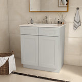 30"in. W x 21"in. D x 34.5"in. H in Shaker Dove Plywood Ready to Assemble Floor Vanity Sink Base T3210P297526
