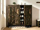 2-Door Barn Door Shoe Cabinet Made of Triamine Particleboard Black Square Shoe Cabinet with 73502453