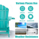 ZUN TALE Folding Adirondack Chair with Pullout Ottoman with Cup Holder, Oaversized, Poly Lumber, for 95450822