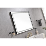 ZUN 48x36 Inch LED Frontlit Bathroom Mirror with Metal Frame, Wall Mounted Vanity Mirror with Smart 53785402