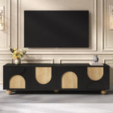 Farmhouse TV Stand with Cable Holes for TVs up to 75", Cream Style Media Console with Rebound N721P288695B