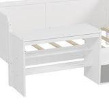 Wooden Twin Size Daybed with Storage Shelves and Lockers, Multi-functional Bed with Study Desk and N733P240746K