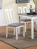 Modern White Solid wood 5pc Dining Set Table 4x Chairs Gray Fabric Cushions Seats Chairs Dining Room B011P230001