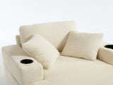 Corduroy Upholstered Chaise Lounge Sofa,Magazine bag,Detachable Cushions Deep Seat for Living W2120P322752