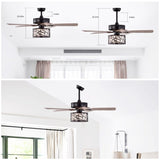 ZUN 52'' Low Profile Ceiling Fan with Lights,Blade Dark Wood Ceiling fan W1592P154458