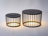 2-Pack Solar Powered Nesting Side Table Set, Modern Round End Tables with Solar LED Lights, Metal 52310929