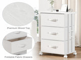 3 Drawers Rolling Fabric Dresser Mobile Nightstand Storage Cabinet with Wheels, White 93769896