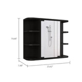 Milan Medicine Cabinet, Six External Shelves Mirror, Three Internal Shelves -Black B20091956