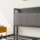 Full Size Bed Frame, Storage Headboard with Charging Station, Solid and Stable, Noise Free, No Box W840P179122