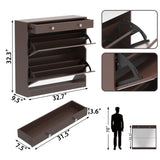 ZUN Mirror Shoe Cabinet with 2 Tier Drawers, Mirror Shoe Rack With 1 Drawer Storage, Mirror Shoe W760P206336