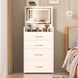 3 in 1 Vanity Desk with open Top Mirror,Small Make Up Vanity Set with Visible Glass Desktop,Compact W509P238992