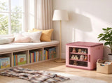 3-Tier Adjustable Toy Storage Organizer, Dustproof HDPE Plastic Cabinet with Transparent Door, Pink 85905328