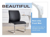 Luxury Simple Arch Chair - Set of 4 Black PU Material High Resilience Dining Chair with Arched Metal W1151P154857