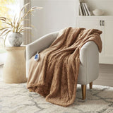 1 PCS 50x70" Oversized Faux Fur Heated Throw Brown Texture B035P319580