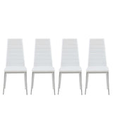Modern Style Dining Chair Set for 4 with Comfortable PU Leather and Silver Chrome Plated chair W241P294834