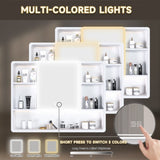 Aluminium Medicine Cabinet Mirror, 35 x 28 Inches Medicine Cabinet with 3 Colors LED Light and W2700P269439