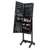 Non Full Mirror Wooden Floor Standing 4-Layer Shelf Jewelry Storage Adjustable Mirror Cabinet *Black 31653593