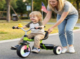 Toddler Tricycle with Rainbow LED Wheels, Foldable 3-in-1 Balance Bike with Carbon Steel Frame, 79279432