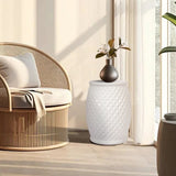 11" x 17.25" Ceramic Drum Stool - Indoor & Outdoor Use W1243P291784