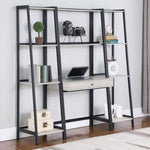 ZUN Grey Stone and Black Ladder Bookcase 4-Shelf B062P153780