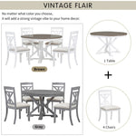 ZUN 5-Piece Retro Functional Dining Table Set Extendable Round Table and 4 Upholstered Chairs for Dining 81542784