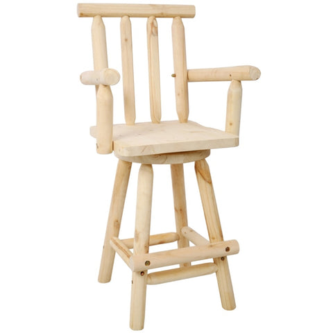 ZUN Rustic Bar Stool - Fir Wood Construction, Chair with Footrest,Wide Armrest, Rustic Kitchen Stool, W465P221175