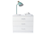3-Drawer Tall Cabinet Particleboard Bedside Table with Textured Melamine Finish White 32152387