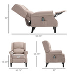 ZUN Dark Beige Recliner Chair. Wingback Single Sofa with Vibration Massage, Heat, Push Back 88569258