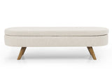 Ottoman Oval Storage Bench,Rubber Wood Legs, Beige W48746798