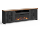 97 inch Fireplace TV Stand Console for TVs up to 100 inches, Minimal Assembly, Black and Whiskey B108P160223