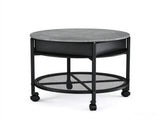Lift Top Round Coffee Table with RGB LED Lights, Mobile Wheels & Hidden 76070231