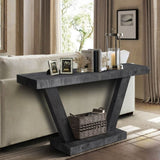 60 Inches Vintage Distressed Wood Entryway Bench with 2-Tier Solid Wood Veneer Storage Cabinet, W1445P287873