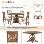 ZUN 5-Piece Retro Functional Dining Set, 1 Extendable Table with a 16-inch Leaf and 4 Upholstered Chairs 36068526