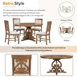 ZUN 5-Piece Retro Functional Dining Set, 1 Extendable Table with a 16-inch Leaf and 4 Upholstered Chairs 36068526