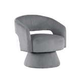 Modern Luxurious Swivel Accent Chair Dark Gray Soft Corduroy Upholstery Plush Seating Solid Wood B011P256231