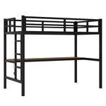 ZUN Metal Twin XL Size Loft Bed with Power Outlet and LED Lighted, Space-Saving, Noise Reduced, Black W1307P192840