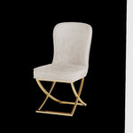 ZUN Dining Set of 2, Beige velvet Backrest and golden Metal legs.For Modern Kitchen Dining Room W1727P195278