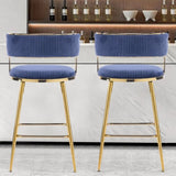 2pcs Thick Corduroy Gold-plated Iron Feet Bar Stool Blue 93452070