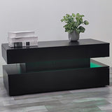 High Quality Three-Tier Foldable Coffee Table with Drawers for Living Room Home Furniture Black W650P263503
