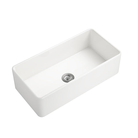 ZUN Inch White Farmhouse Sink Deep Apron Sink Undermount Farmhouse Kitchen Sink Single Farm Sink W127290272