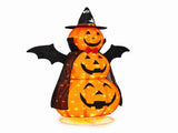 5 ft Lighted 3-Tier Pop-Up Pumpkin Halloween Decoration with Witch Hat, Cape, Bat Wings and 130 Warm 74132199