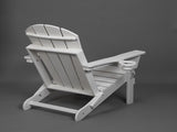 Folding Adirondack Chair with Dual Cup Holder - Composite Adirondack Chair with Wood Texture- White 20269629