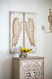 Set of 2 Feather Wing Wall Panels with Distressed White Finish, Rectangle Hanging Wall Art, 42" x W2078130291