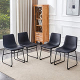 A set of 4 Classic Black PU Leather Chairs , A stylish seat suitable for modern minimalist and W3226P279061